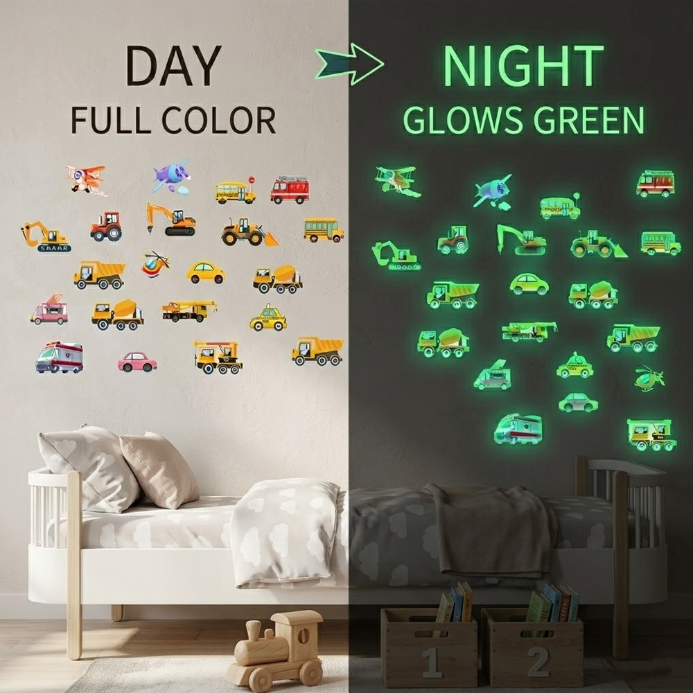 Lighting Mcqueen Bedroom Decor - Świecące naklejki na ścianę z motywem