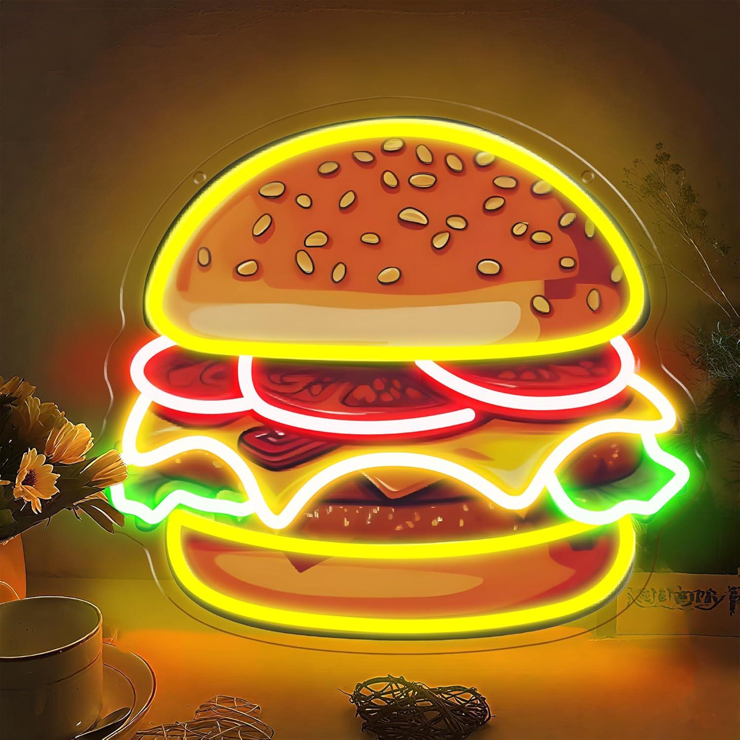 Lighting Decoration Ideas - Neonowy Znak LED Burger Hamburger Lampa