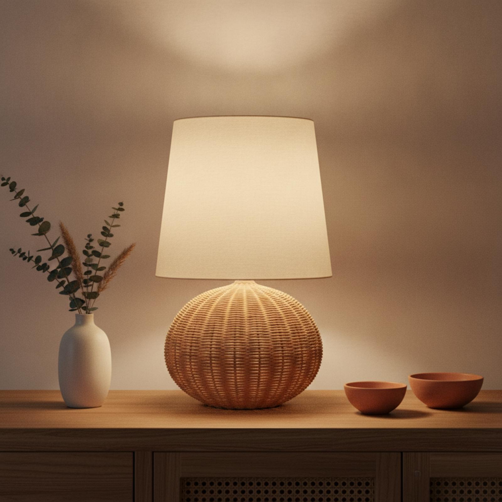 Lampka nocna z rattanową podst – Decor Lighting Lamps recenzja i cena